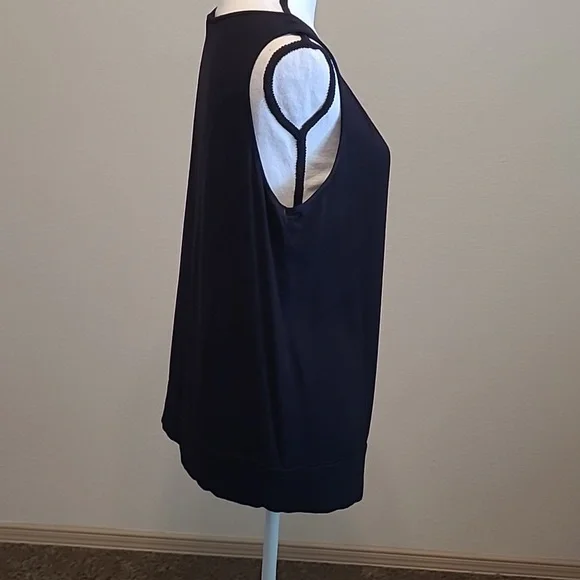 Black Summer Lg Dressy Blouse Sleeveless - Picture 3 of 5